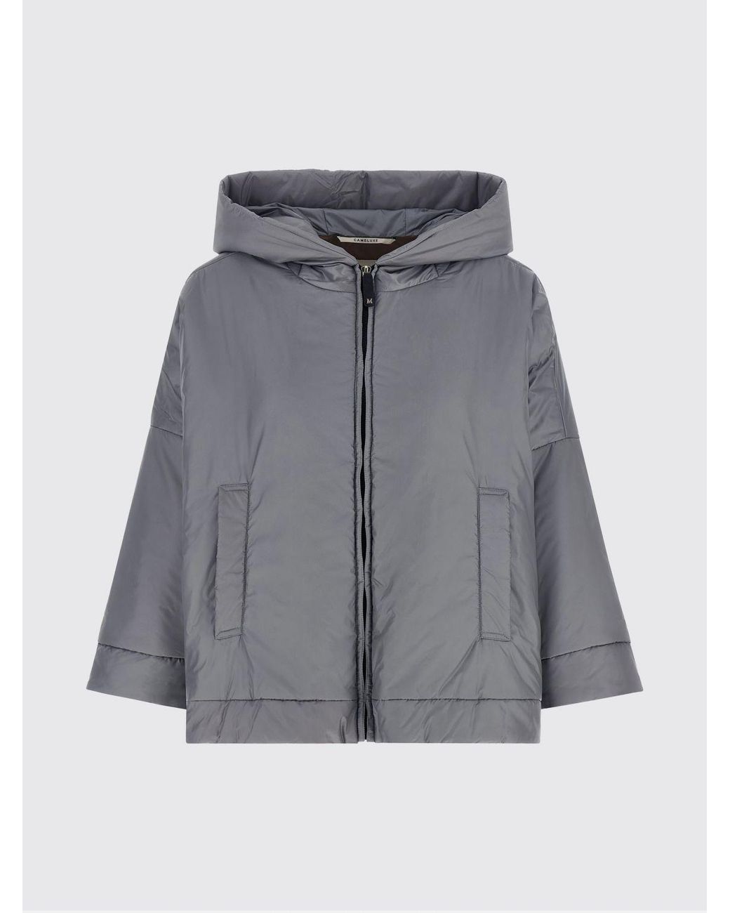Max Mara Gray Hooded Short Down Jacket