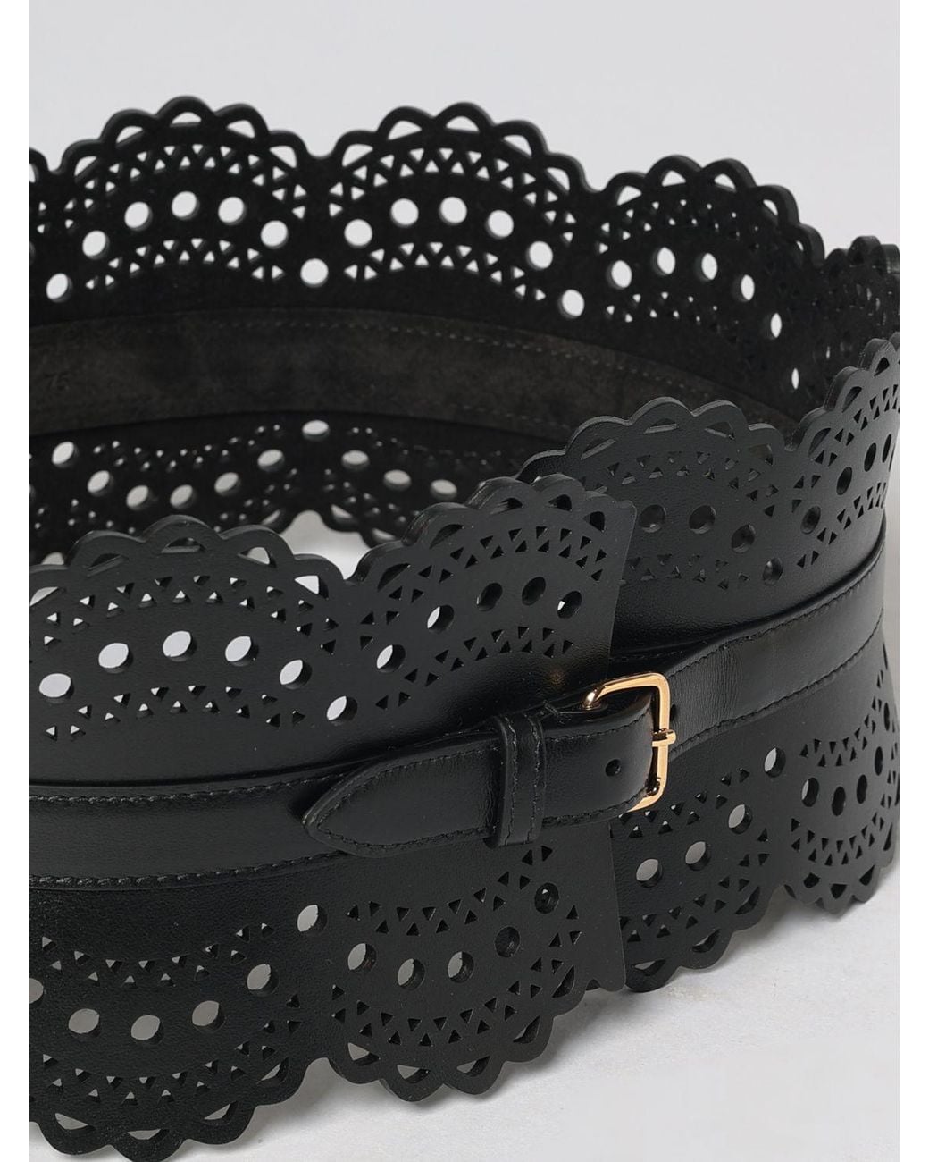 Alaïa Black Perforated Smooth Leather Bustier Belt