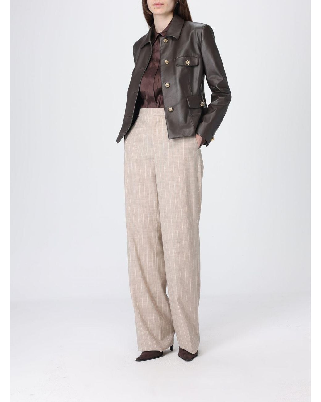 Camicia Con Plastron di Tagliatore in Brown