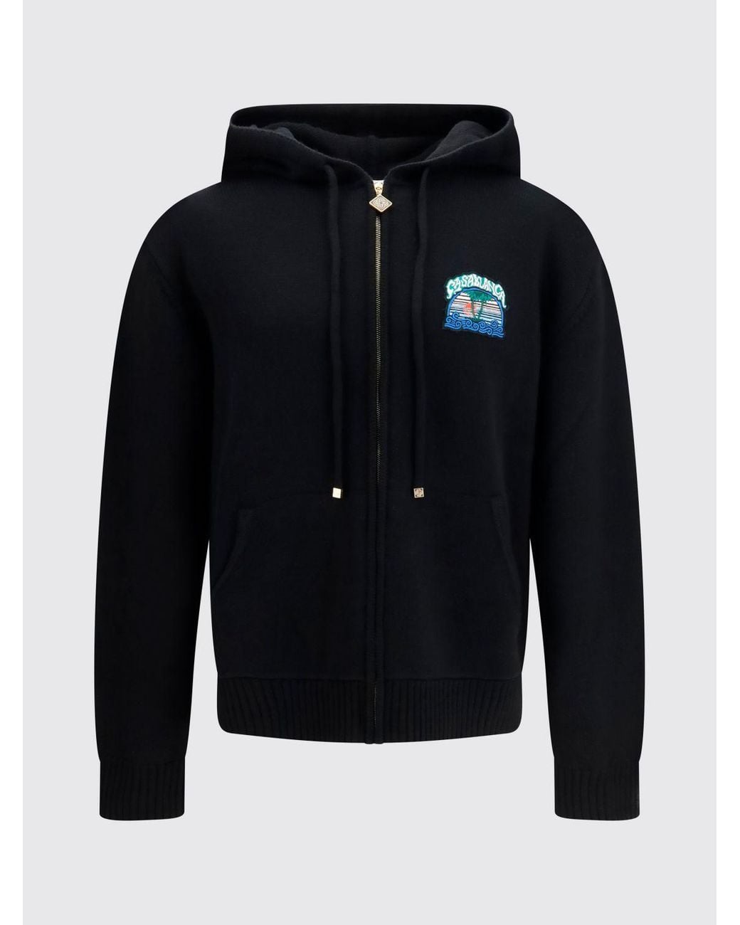 Casablanca Blue Graphic Print Wool Zip-Up Hoodie for men