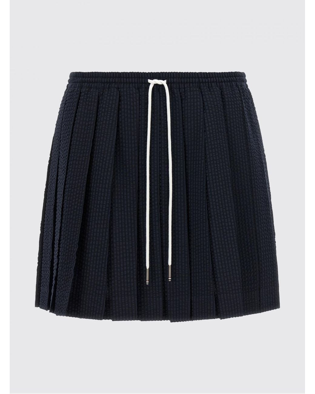 Thom Browne Blue Pleated Wool Skirt