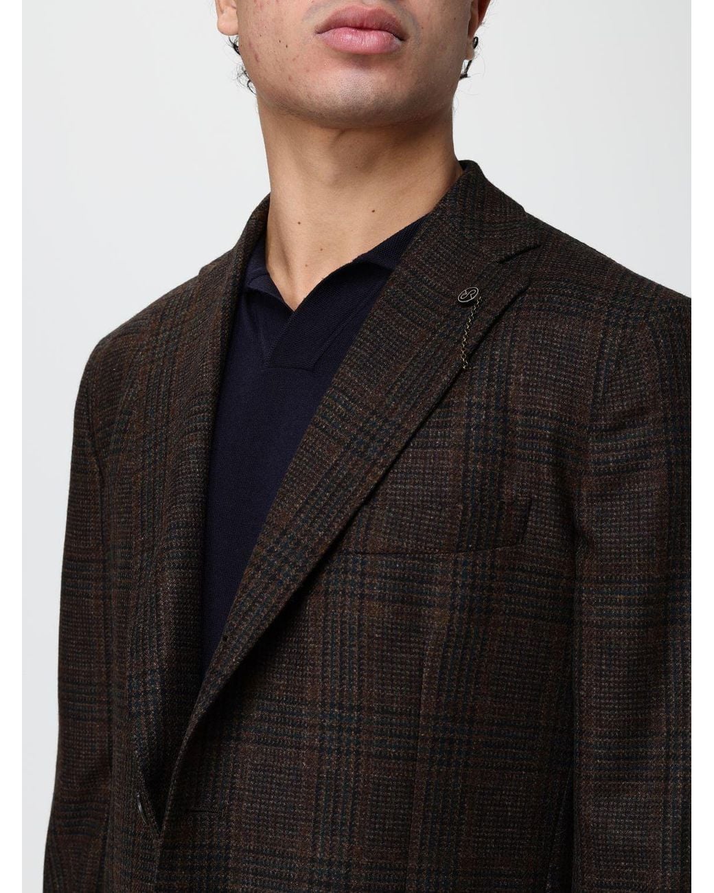 Santaniello Black Single-Breasted Super 110's Virgin Wool Blazer for men