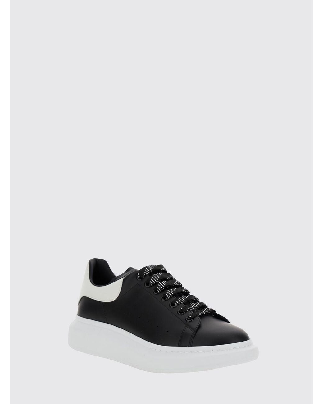 McQueen Black Oversize Calf Leather Sneakers With Suede Insert And Chunky Sole for men