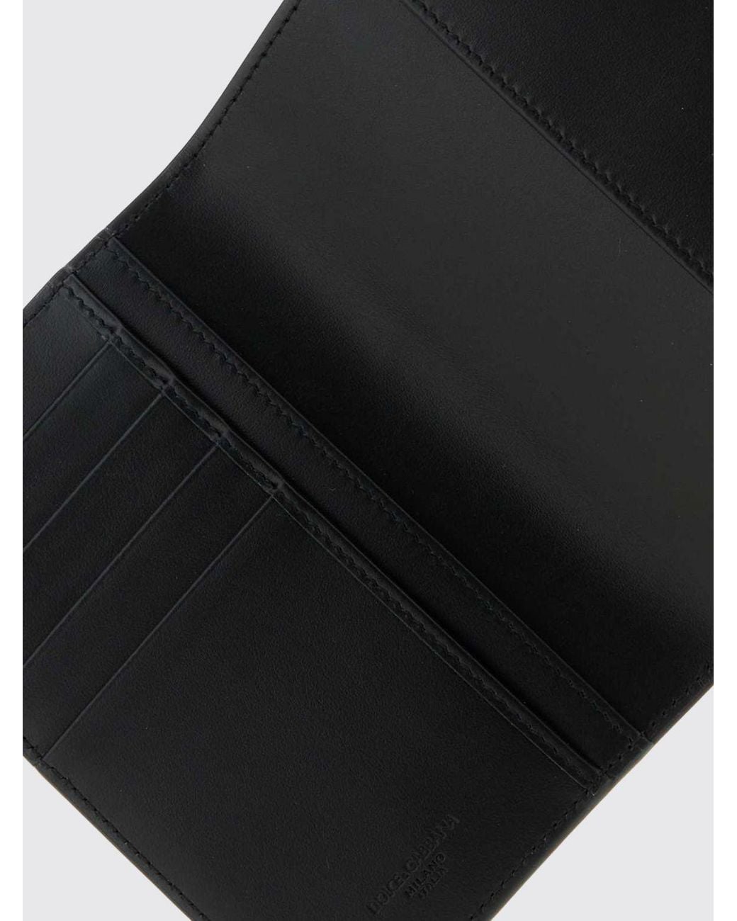 Dolce & Gabbana White Dolce &Amp Gabbana Bifold Calf Leather Wallet With Metal Logo Plaque for men