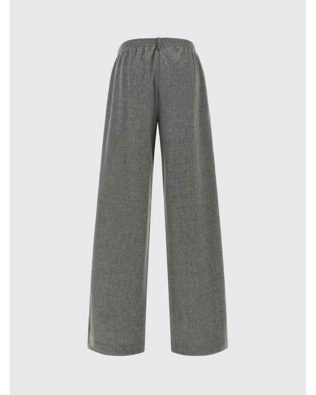Fabiana Filippi Gray Wool Blend Palazzo Trousers With Elastic Waist And Jewel Detail