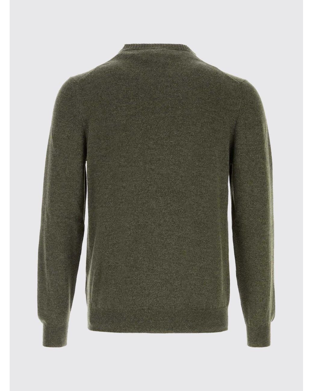 Fedeli Green Long-Sleeved Crew-Neck Jumper for men