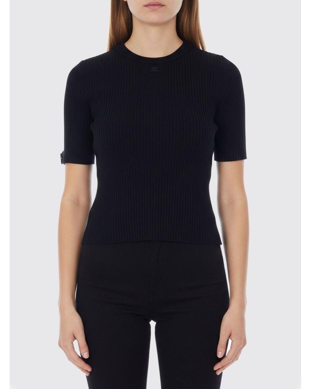 Courreges Black CourrÈ Ges Ribbed Viscose Cropped Top