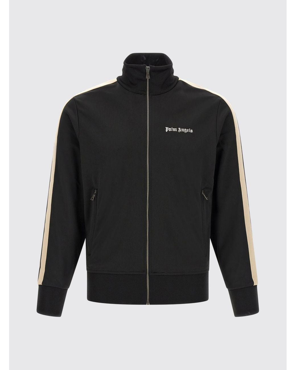 Palm Angels Blue Technical Fabric Track Jacket With High Neck And Contrast Logo for men