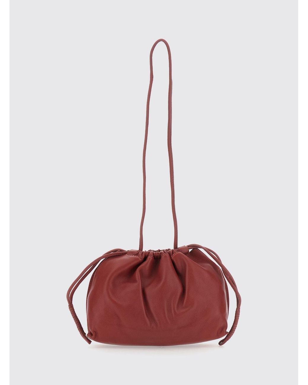 Soeur Red Suzette Small Leather Bucket Bag With Drawstring Closure