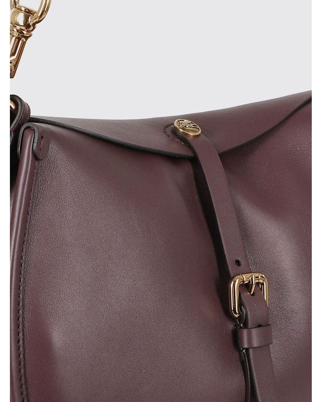 Etro Purple Pony Smooth Leather Shoulder Bag With Pegaso Logo And Removable Strap