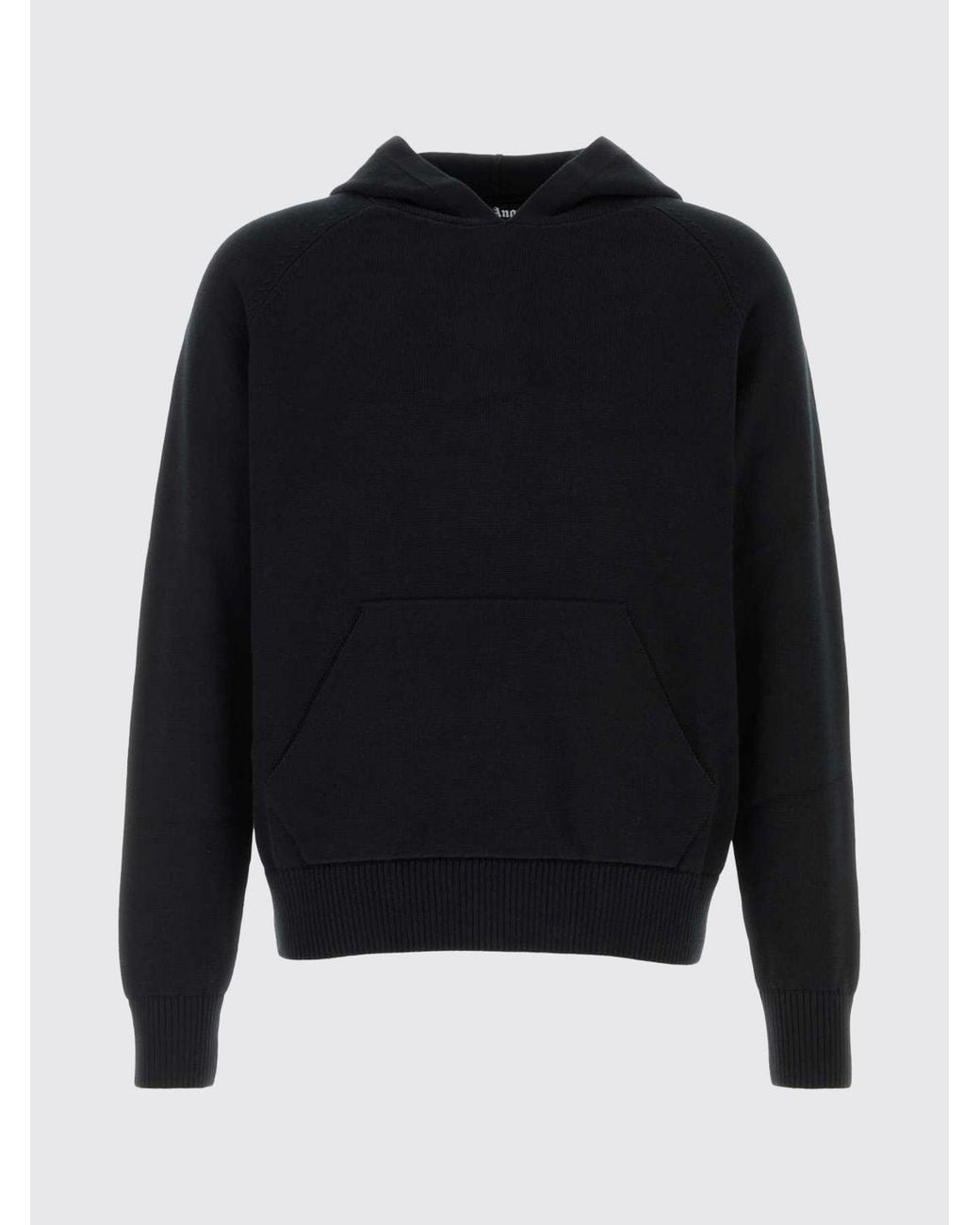 Palm Angels Blue Contrast Jacquard Logo Cotton Hoodie for men