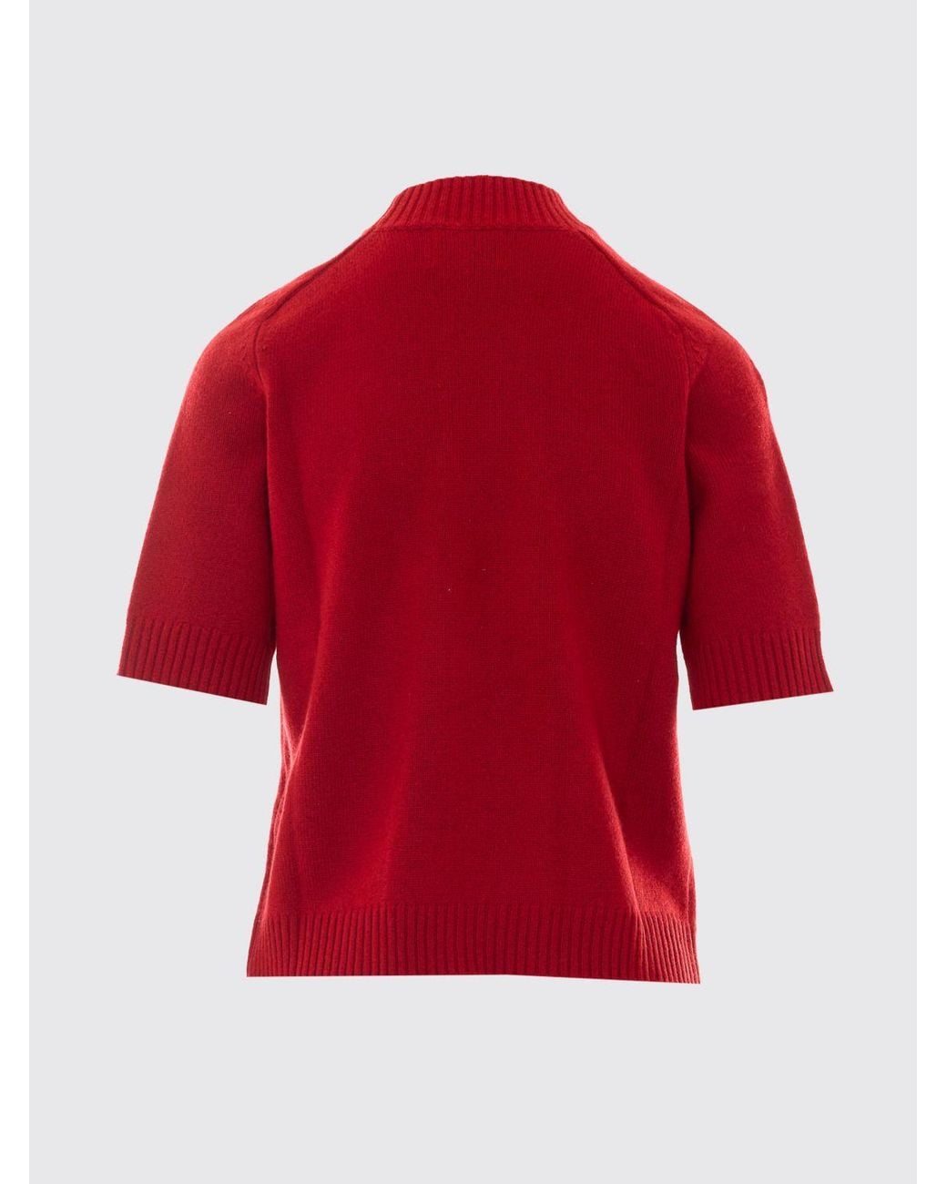 Loulou de Saison Red Ruth Slim Fit Short-Sleeved Roll Neck