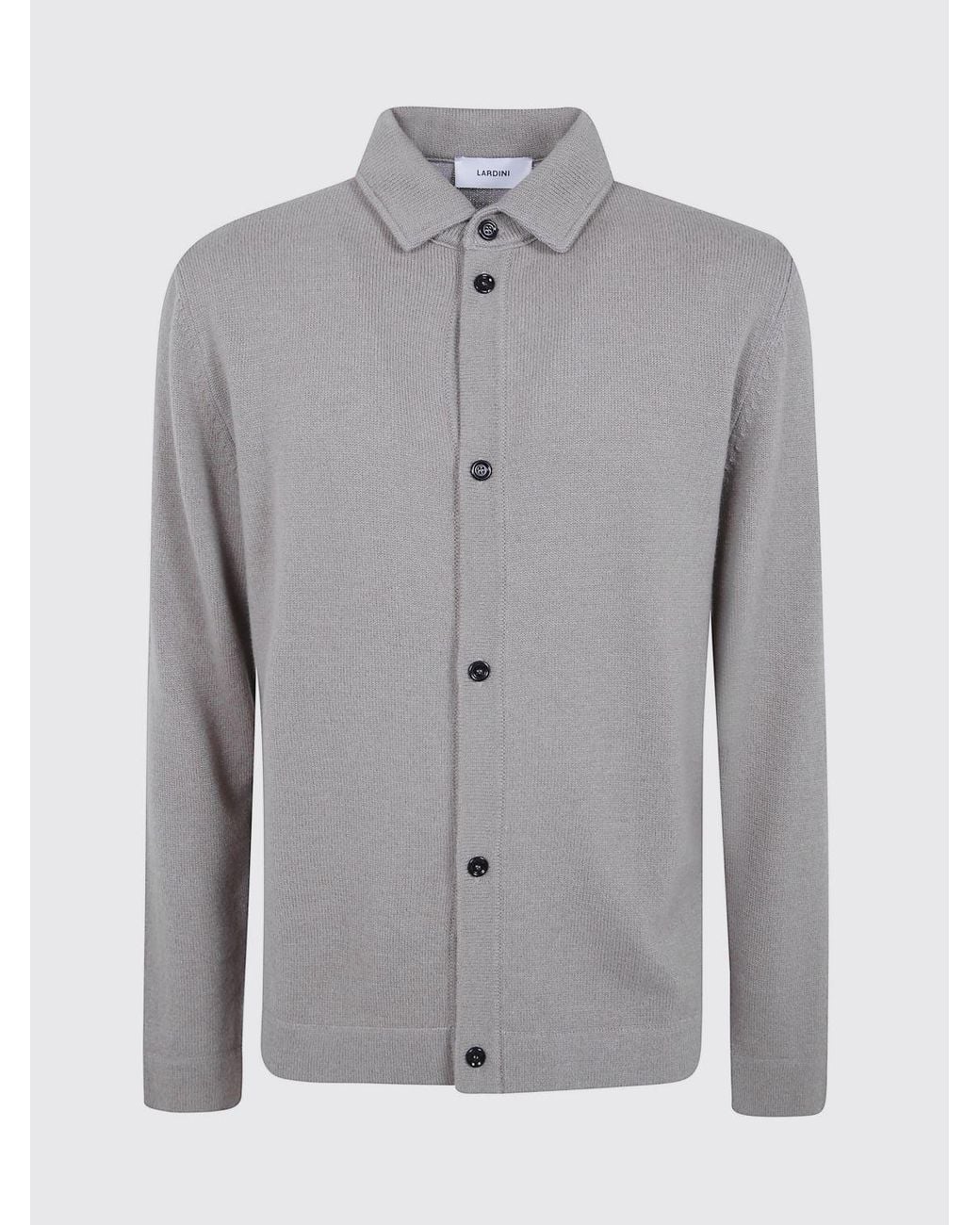 Lardini Gray Long-Sleeved Polo Jumper for men