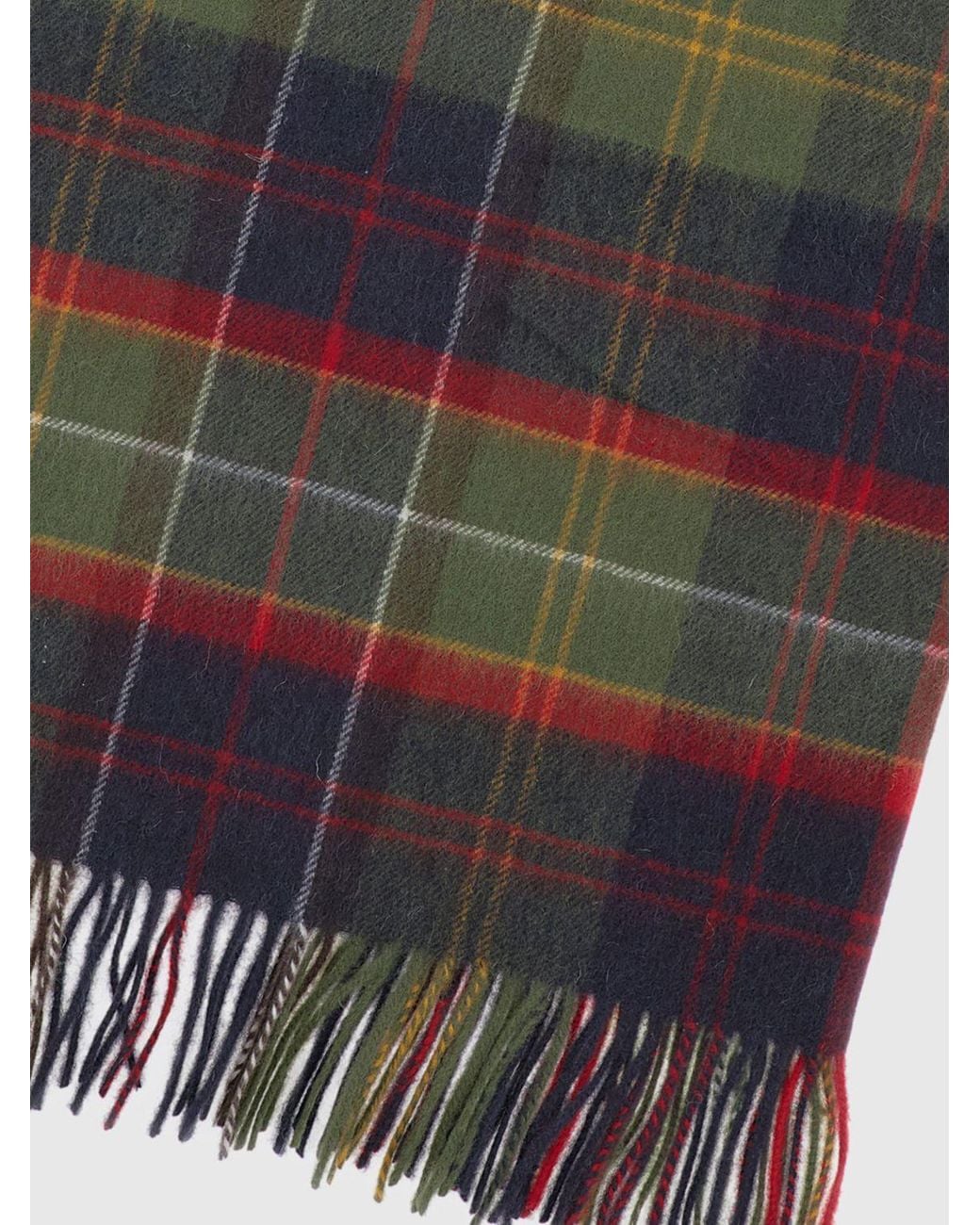 Barbour Multicolor Tartan Wool Scarf With Fringed Hem for men