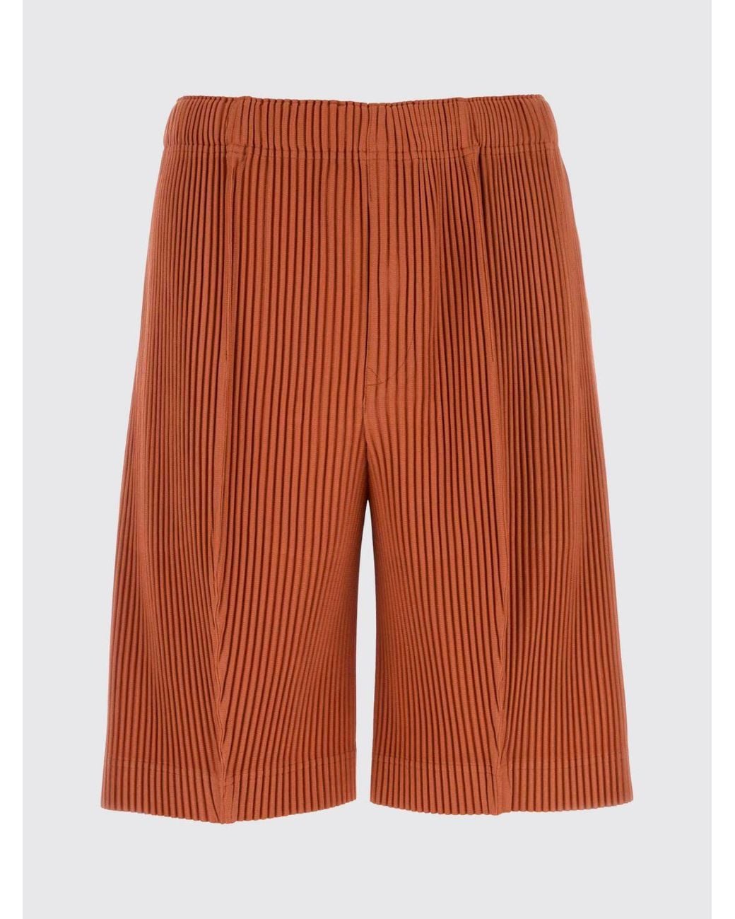 Homme Plissé Issey Miyake Red Pleated Crêpe Knee-Length Shorts Homme Plissé Issey Miyake for men