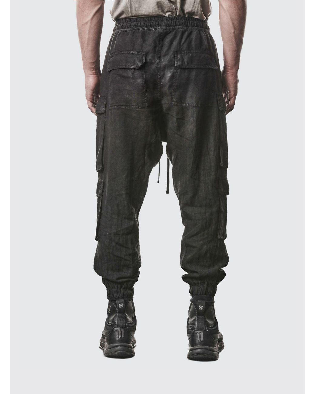 Thom Krom Black Linen Cargo Pants for men