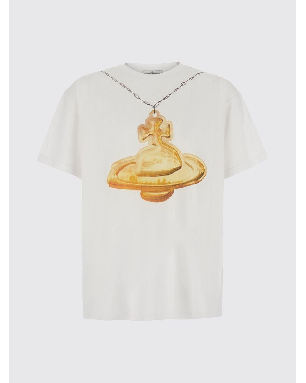 Vivienne Westwood White Orb Logo Cotton Crewneck T-Shirt for men