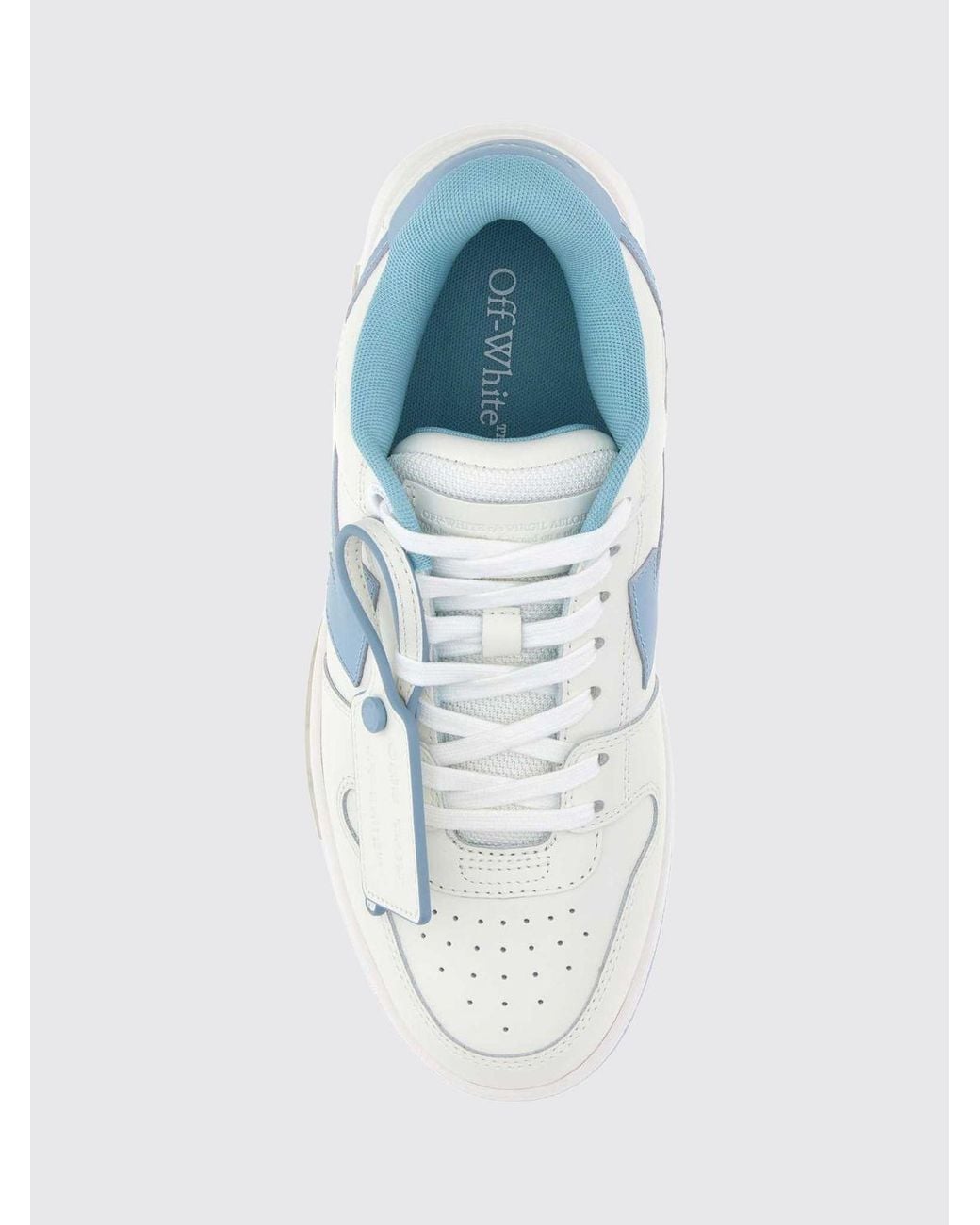 Off-White c/o Virgil Abloh Blue Out Of Office Low-Top Leather Sneakers With Perforated Toe And Logo