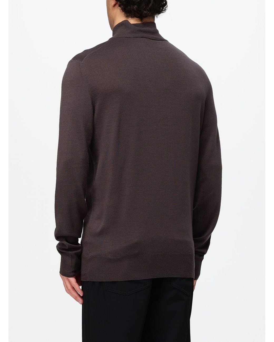Canali Gray Merino Wool Turtleneck Jumper With Half-Zip Closure for men