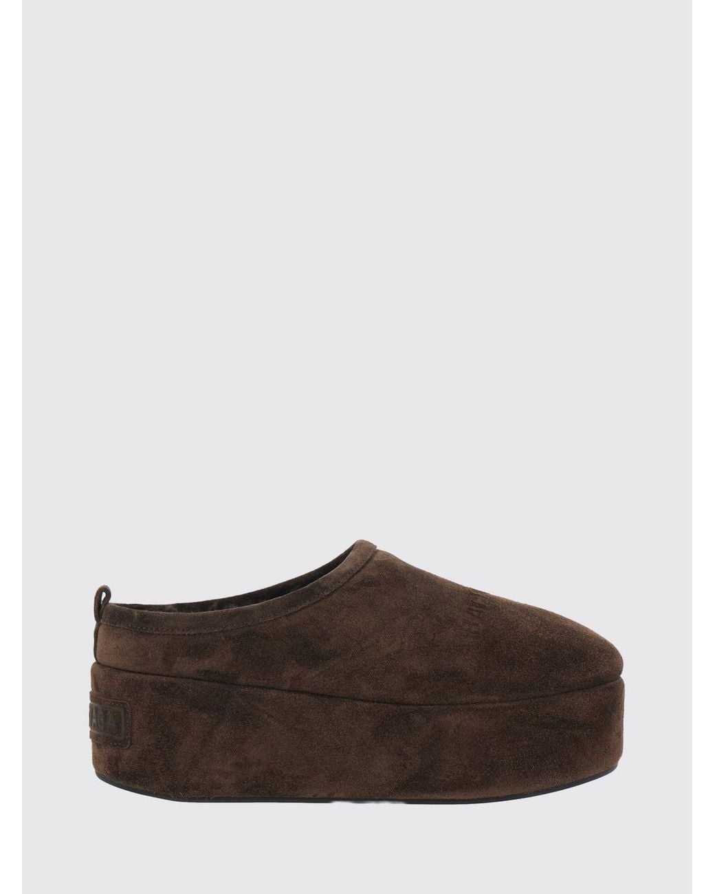 Balenciaga Brown Alaska Shearling-Lined Suede Mules With Wedge Platform Sole
