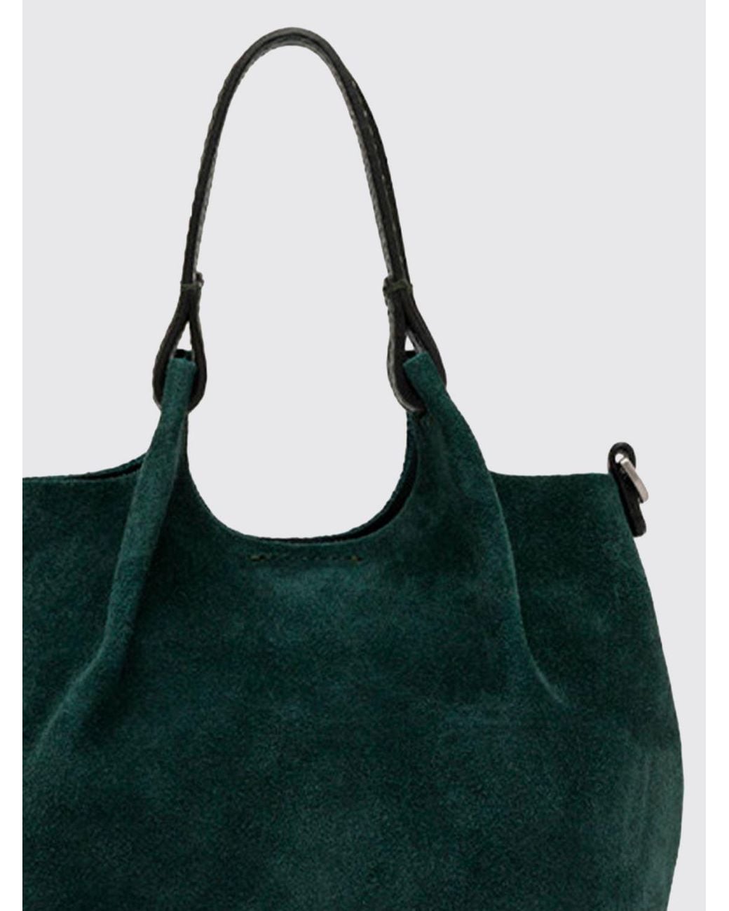 Gianni Chiarini Green Large Duo Suede Shoulder Bag With Crossbody Strap