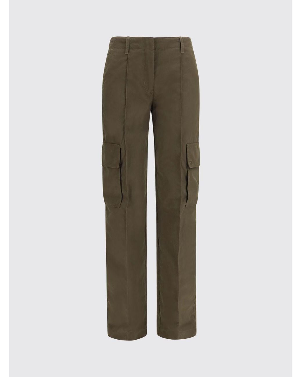 Burberry Natural High-Waisted Slim Fit Cotton-Blend Cargo Trousers
