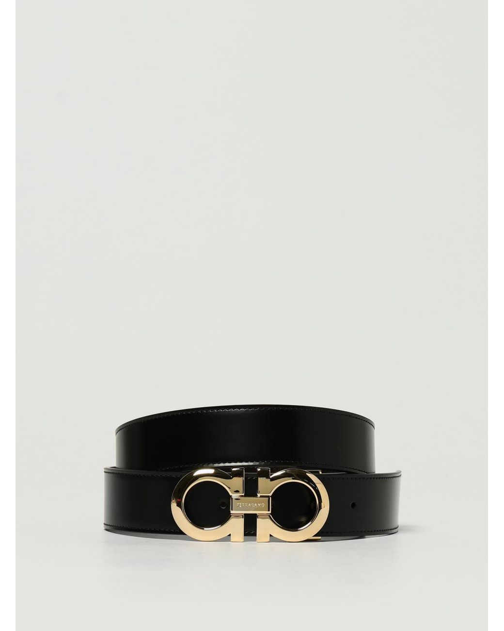 Ferragamo Black Gancini Reversible Leather Belt for men