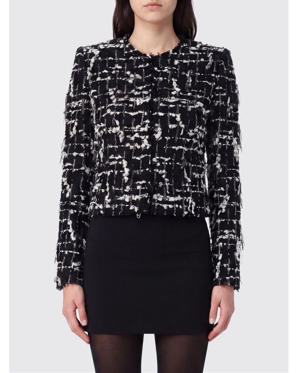 Balmain Blue Cropped Spencer Wool Tweed Blazer With Fringes And Embroidery