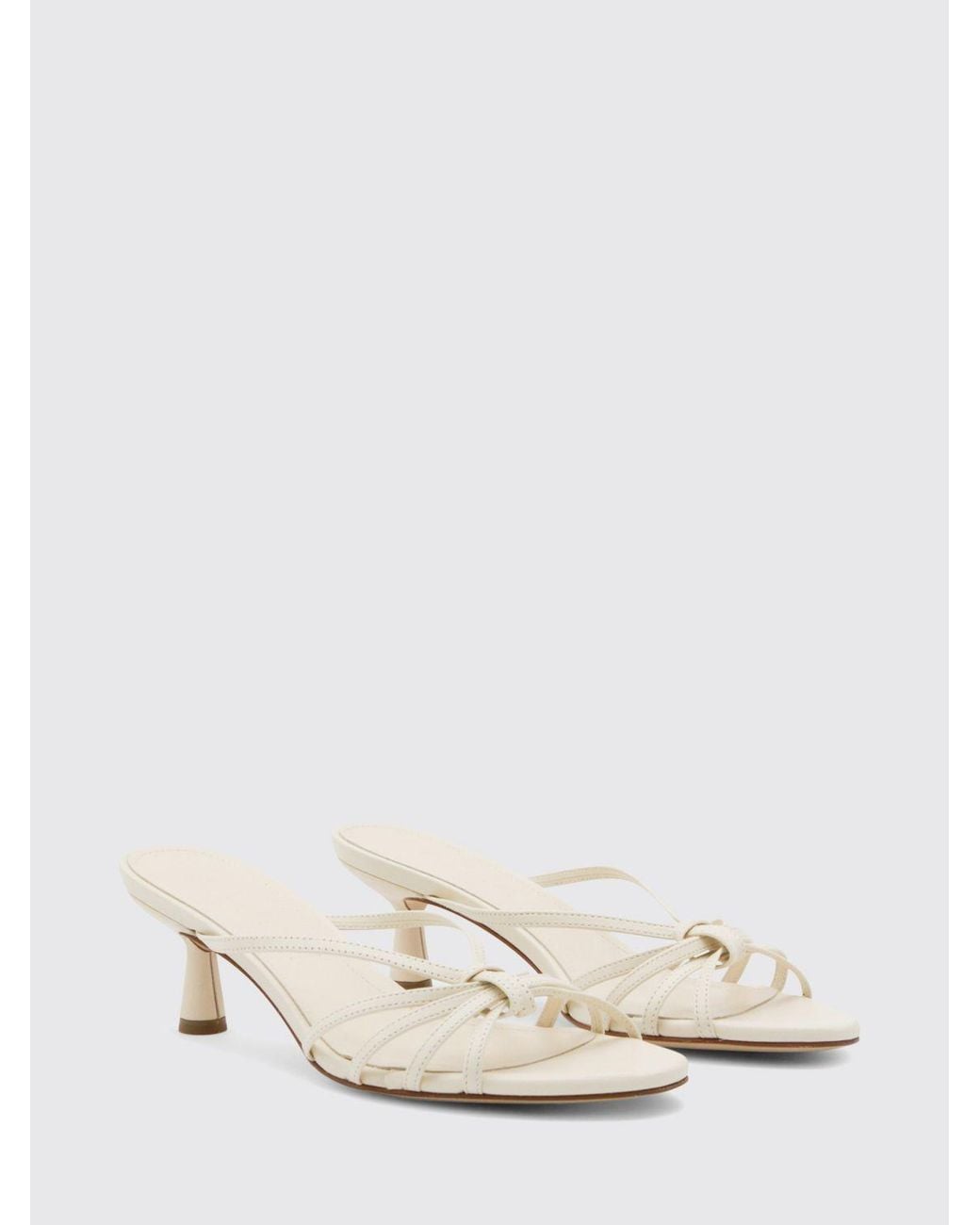 Aeyde Natural Abby Spool Heel Smooth Leather Mule Sandals With An Open Toe