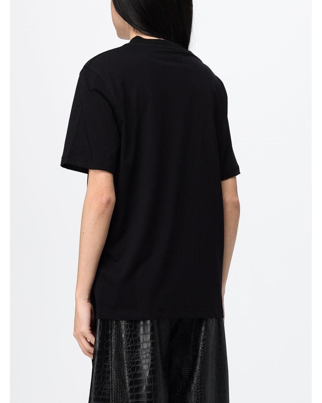 DISCLAIMER Black Cotton T-Shirt With Graphic Print And Contrast Logo