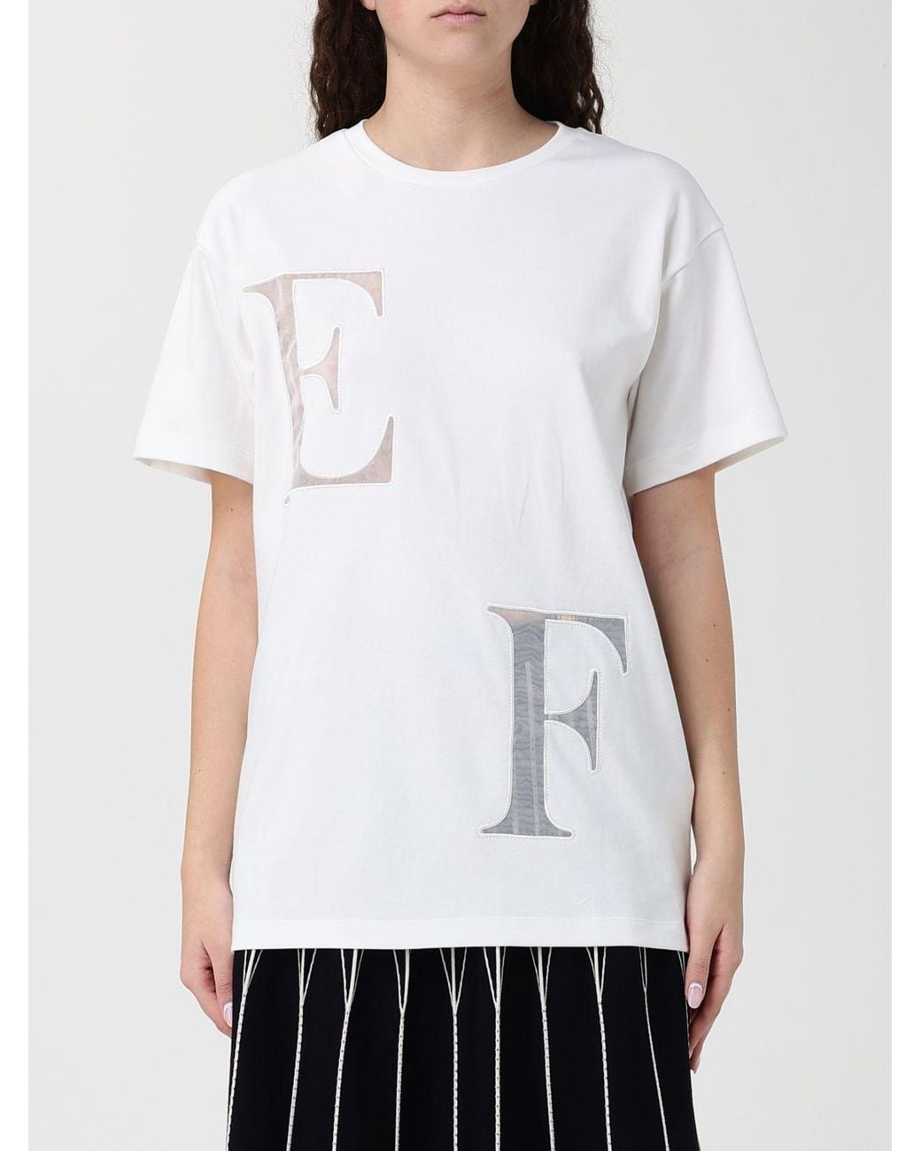 Elisabetta Franchi White Cotton T-Shirt With Lettering