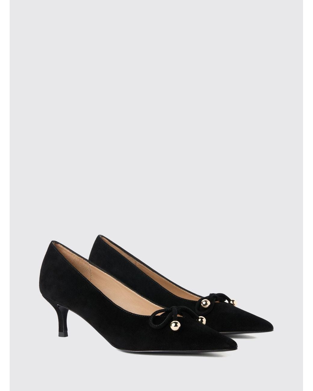 Furla Black Suede Stiletto Pumps With A Medium Heel And Almond Toe