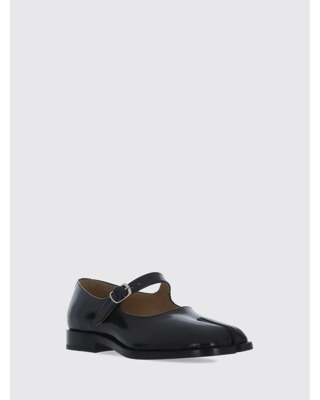 Maison Margiela White Brushed Leather Tabi Mary Jane Ballerina Flats