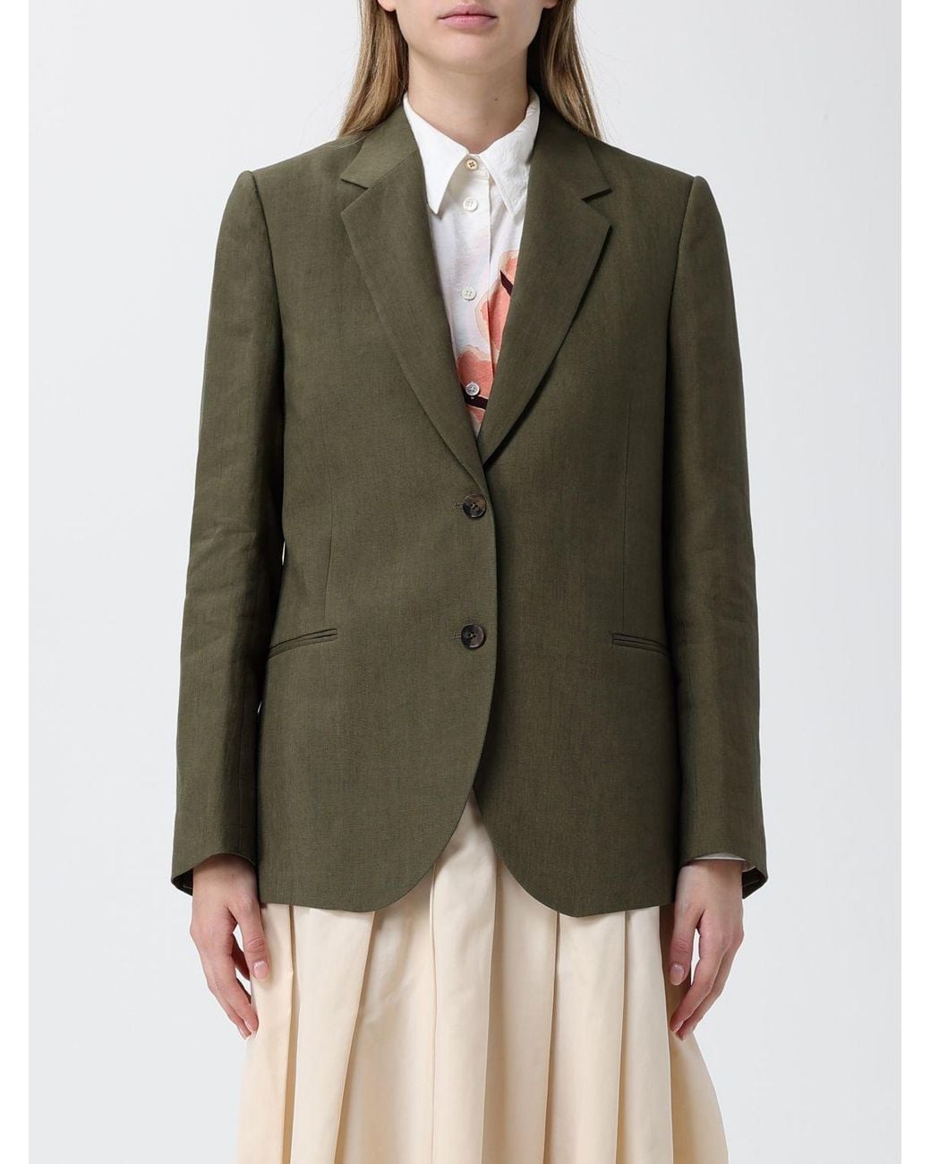Paul Smith Green Single Breasted Linen Blazer