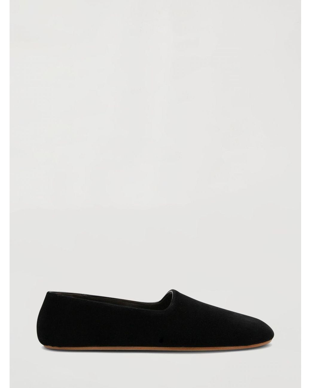 The Row White Ponti Velvet Ballerina Flats