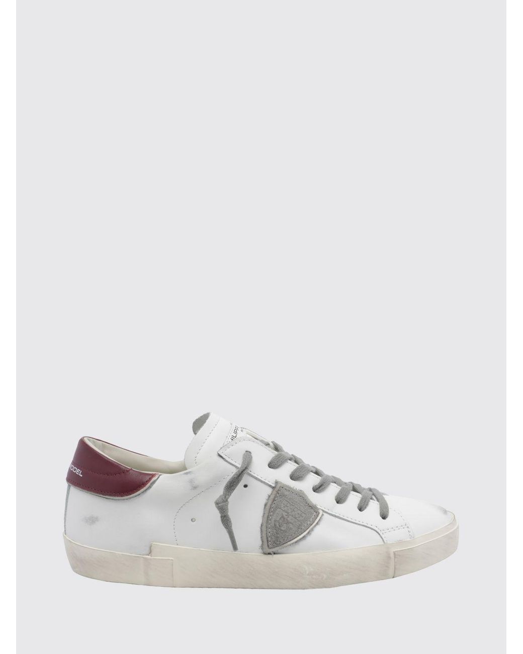 Philippe Model Paris Low-Top-Sneakers Aus Leder Mit Used-Effekt Und Schild-Logo in White für Herren