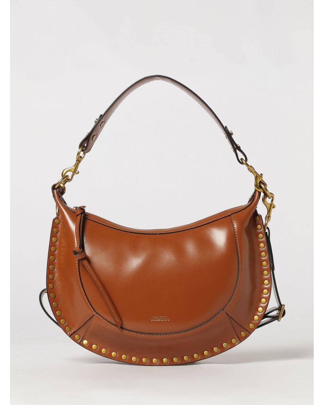 Isabel Marant Brown Naoko Calfskin Leather Hobo Bag With Studs