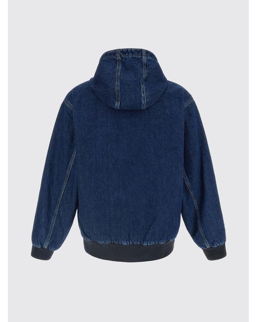 Carhartt Blue Hooded Technical Fabric Windbreaker Jacket With Kangaroo Pocket for men