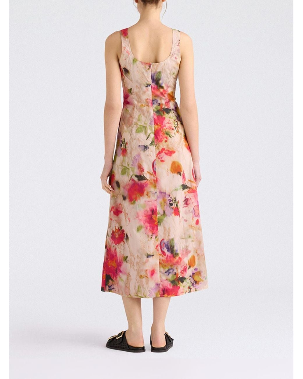Momoní White Momon&Igrave Floral Print Cotton Midi Dress