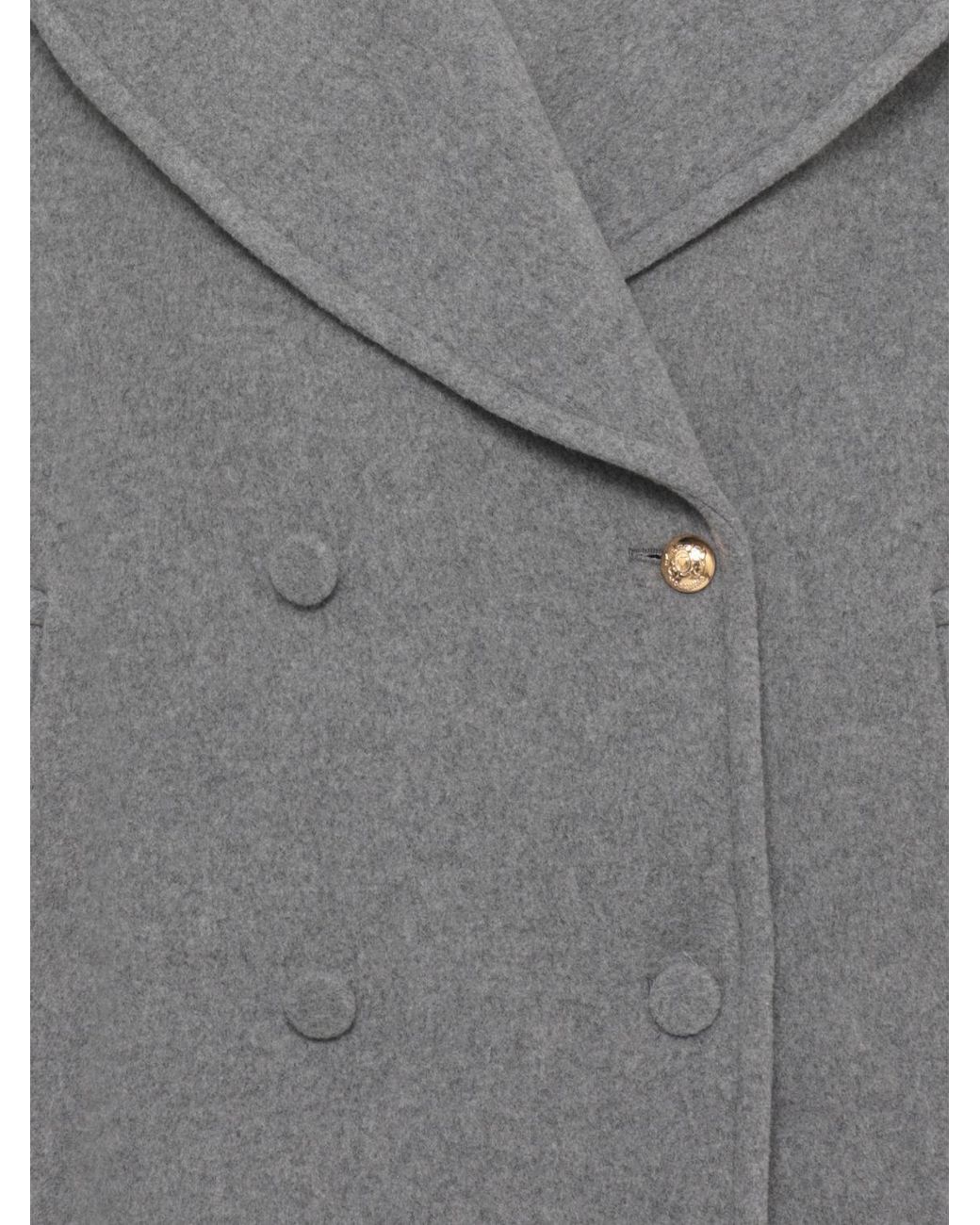 Moschino Couture Gray Double-Breasted Wool Blend Caban Coat With Lapels for men