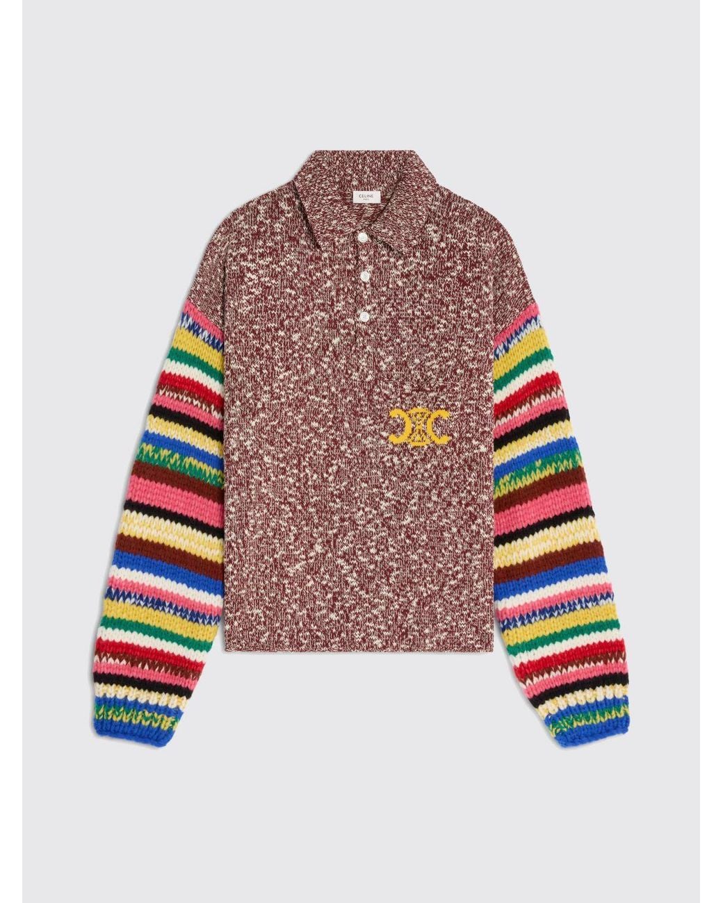 Céline Red Cotton Knit Polo Shirt for men