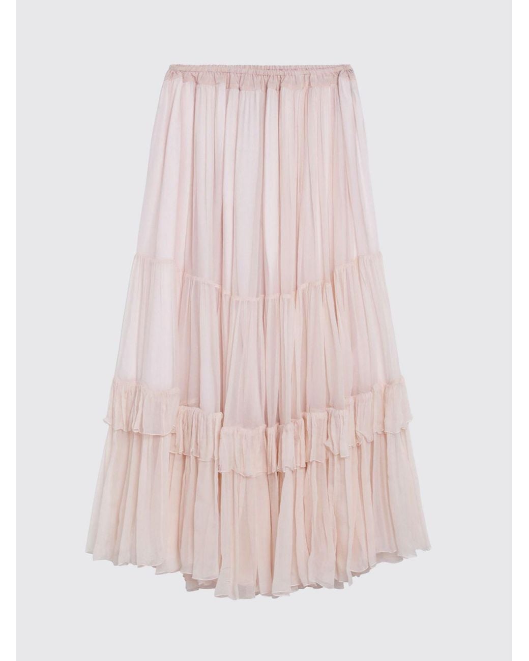 Chloé Pink ChloÉ High-Waisted A-Line Silk Midi Skirt With Elasticated Waist