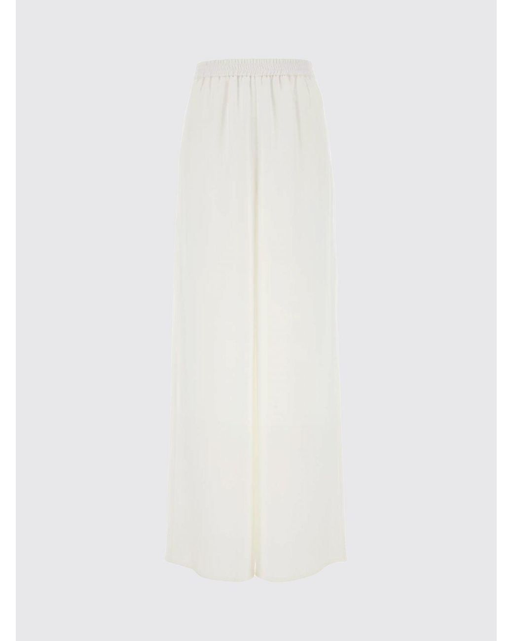 Max Mara White Volontà High-Waisted Silk Palazzo Trousers With Elastic Waist