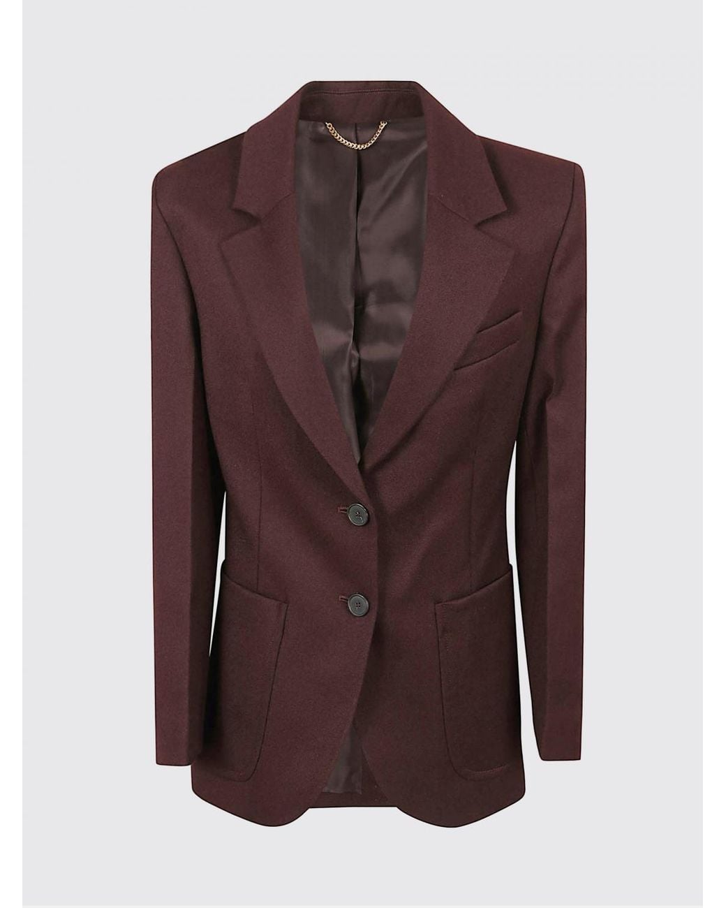 Victoria Beckham Purple Single-Breasted 100% Wool Blazer With Lapel Collar