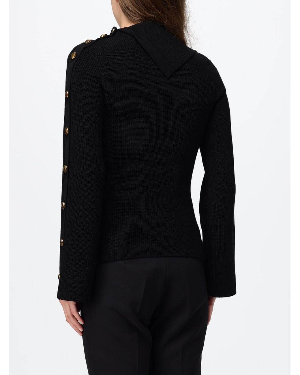 Elisabetta Franchi Black Slim Fit Silk Blend Long-Sleeved Turtleneck Jumper