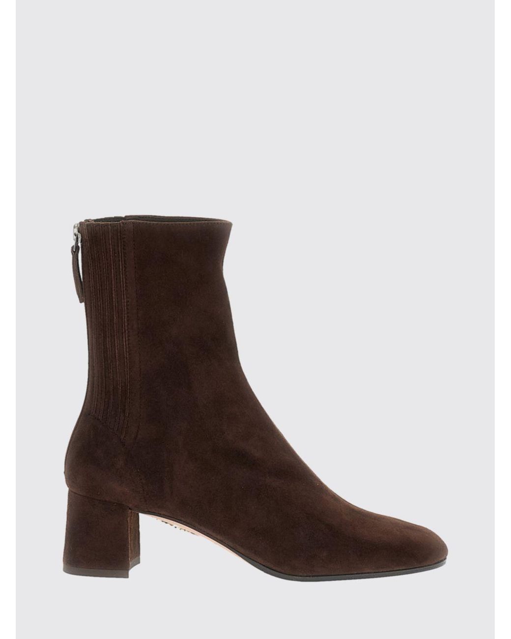 Aquazzura Brown Saint Honorè Suede Ankle Boots With A Mid Heel