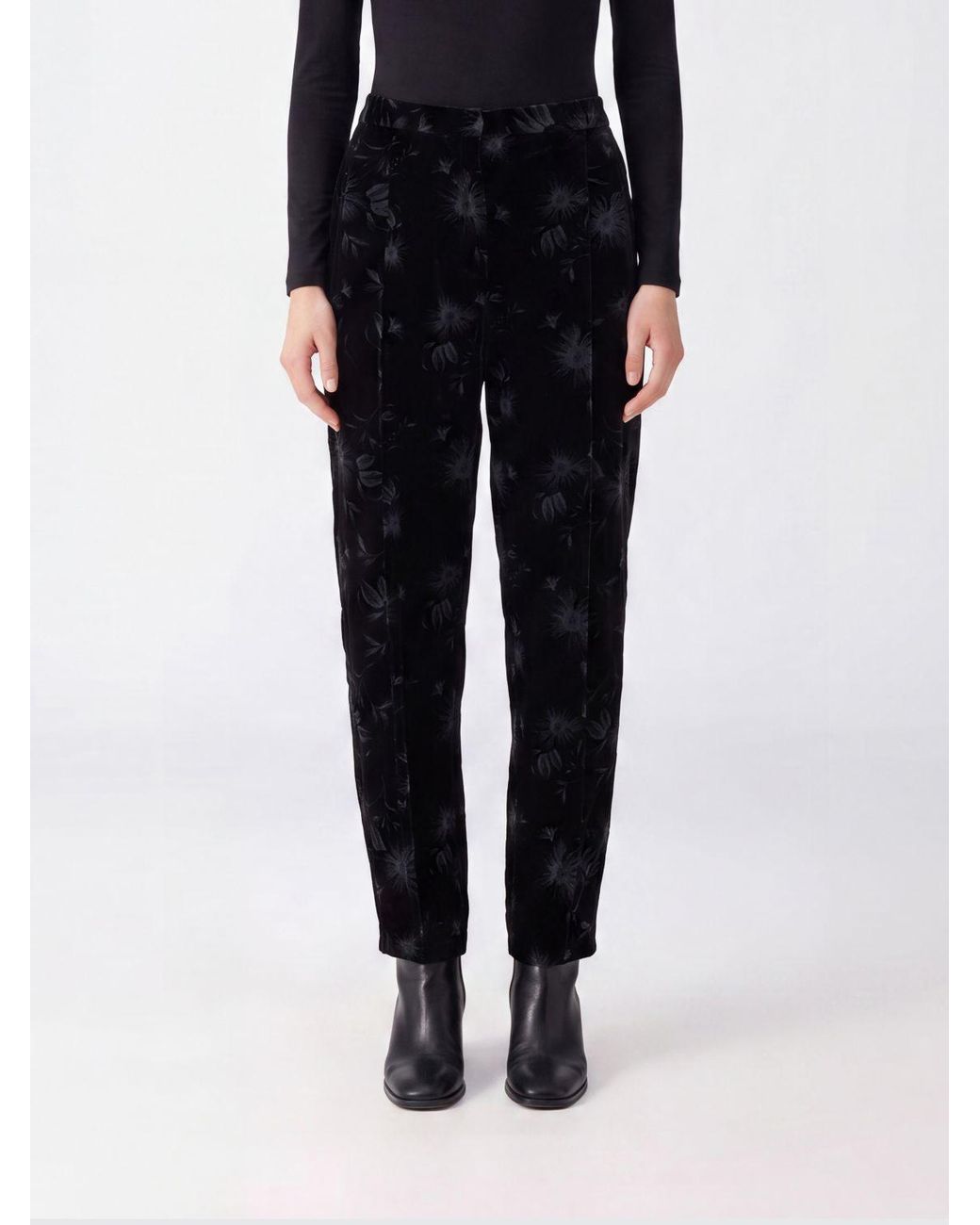 Pinko Black Floral Print Straight Trousers
