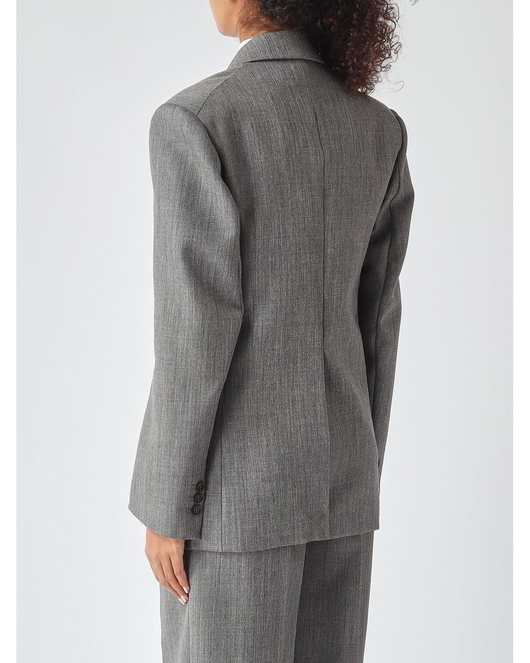 Elisabetta Franchi Gray Single-Breasted Cropped Virgin Wool Blazer With Peak Lapels