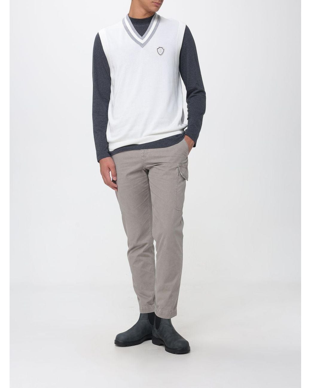 Brunello Cucinelli Gray Slim Fit Cotton Cargo Trousers for men