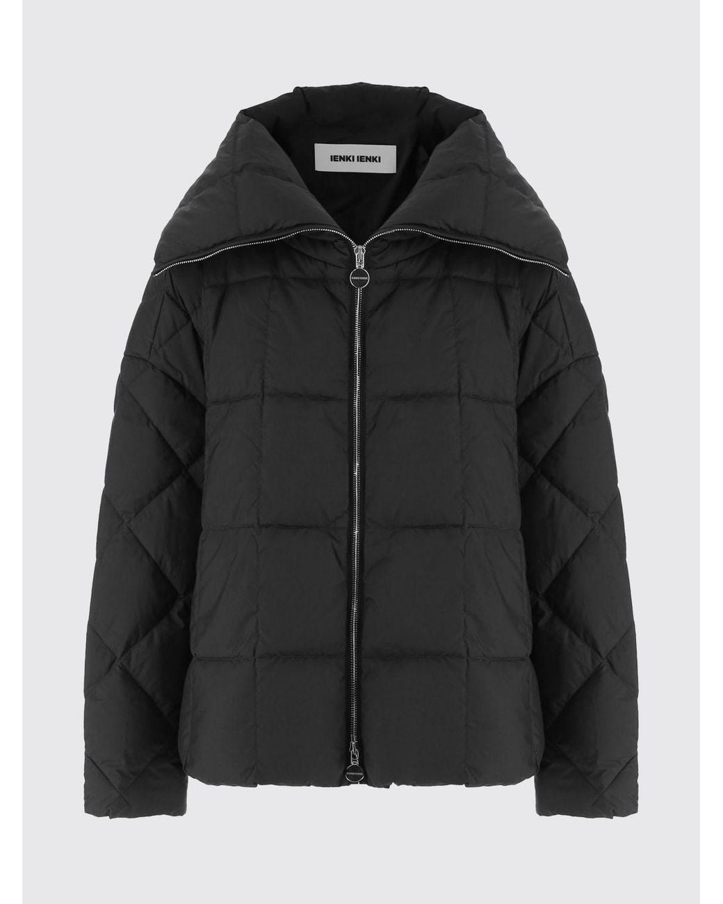 Ienki Ienki Black Short Quilted Nylon Puffer Jacket With Sailor Collar